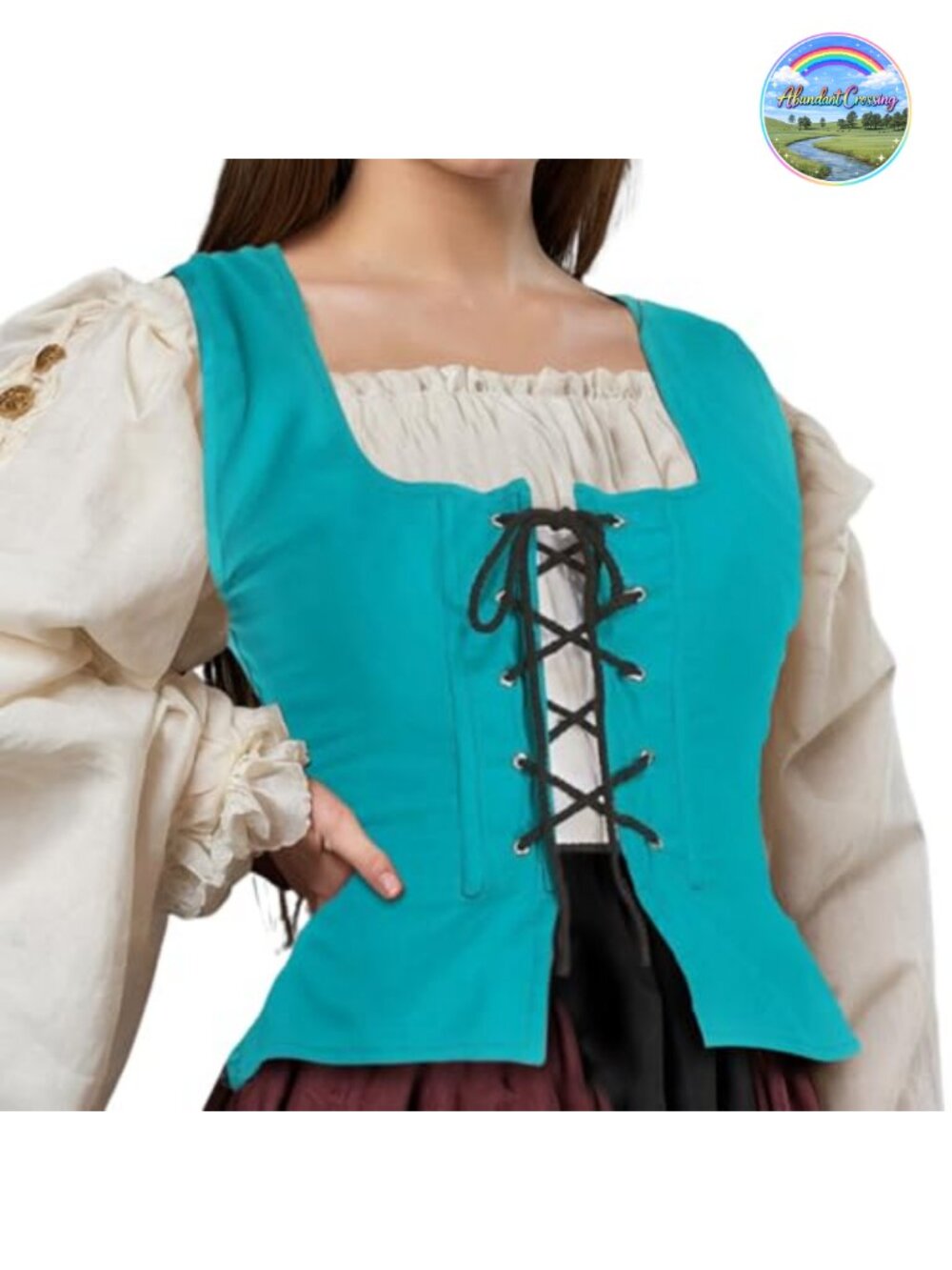Renaissance Pirate Reversible Corset Bodice Costume Top Rayon Steel Boned